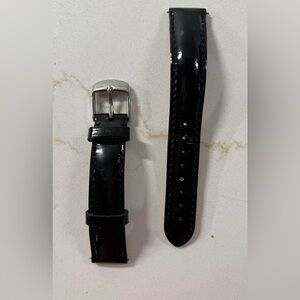 Michele 16 mm Genuine Patent Leather Black Watch Band Strap